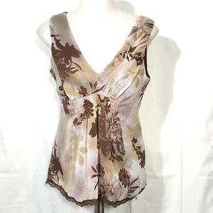 TAILOR Floral Tank Top Tailored Lace Accent size M